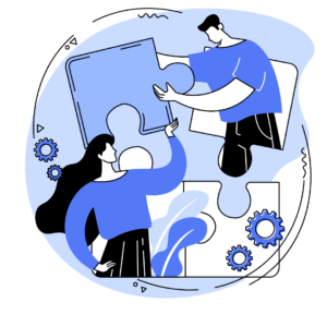 figures moving puzzle pieces