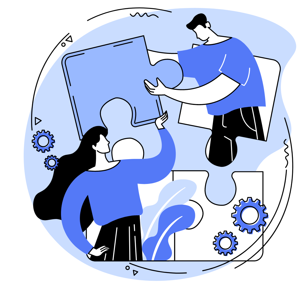 figures moving puzzle pieces